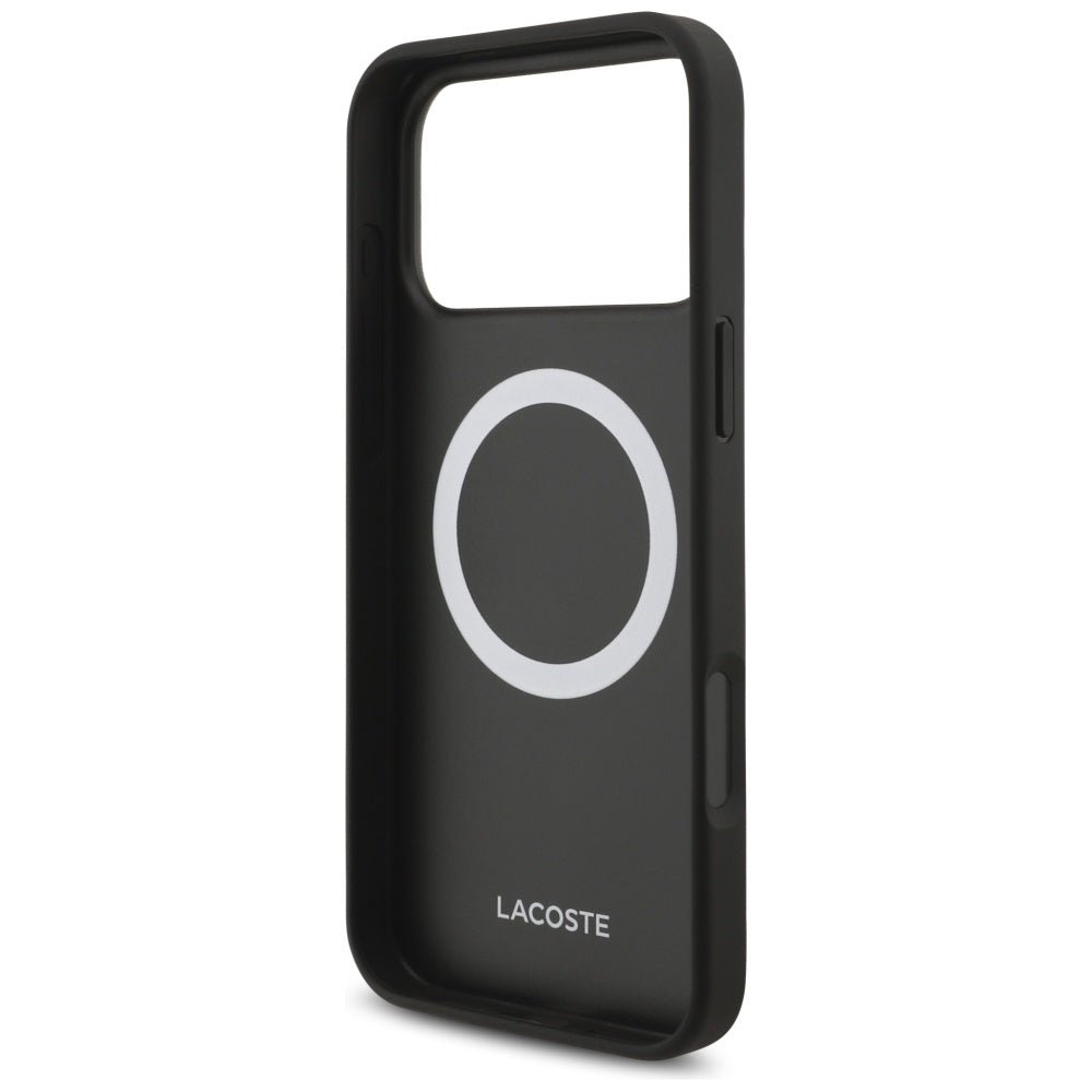 Lacoste iPhone 17 Pro Max - Iconic Petit Pique Woven Logo MagSafe - Σκληρή Θήκη με Πλαίσιο Σιλικόνης - Black