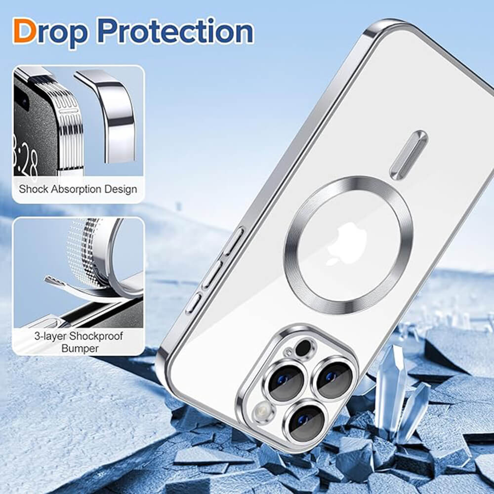 Techsuit iPhone 15 Pro Max - Luxury Crystal MagSafe - Θήκη Σιλικόνης - Silver