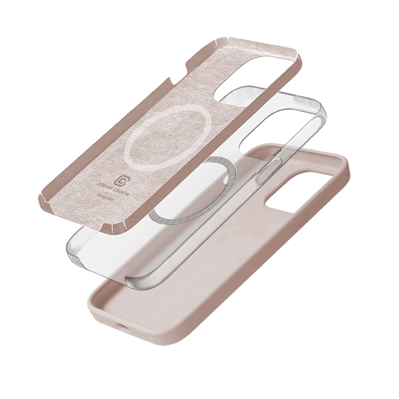 Crong iPhone 14 Pro Color Cover Magnetic - Θήκη Σιλικόνης με MagSafe - Sand Pink