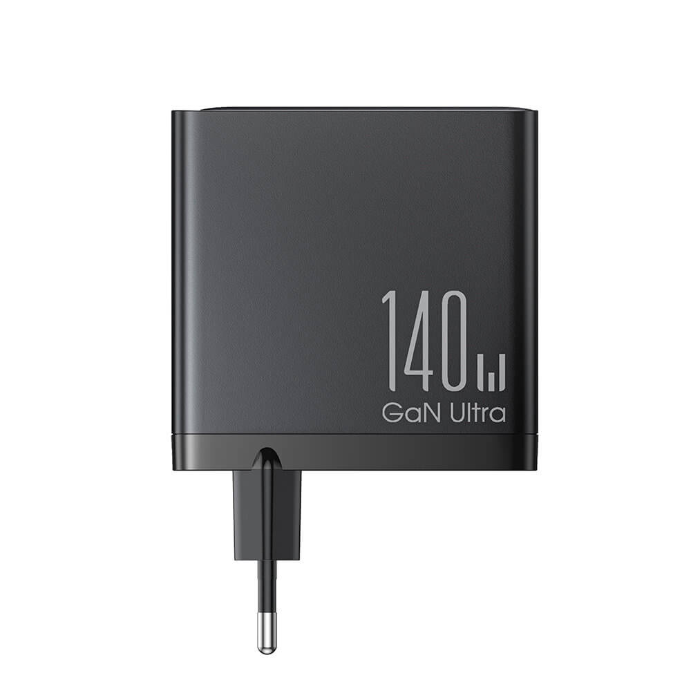 JOYROOM JR - TCG05EU GAN 140W Οικιακός Φορτιστής Γρήγορης Φόρτισης με 3 Θύρες Type - C και 1 Θύρα USB και Καλώδιο Type - C to Type - C - Black