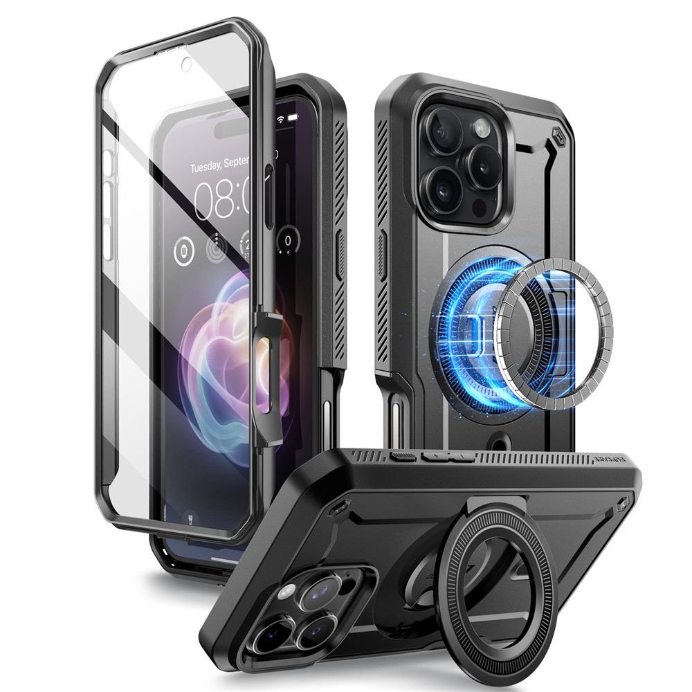 Supcase iPhone 16 Pro Max - UB Pro Mag Σκληρή Θήκη με Προστασία Οθόνης και Stand με MagSafe - Black