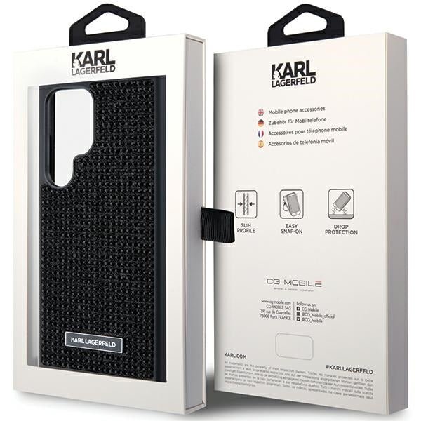 Karl Lagerfeld Samsung Galaxy S24 Ultra - Rhinestone Logo Metal Plate Σκληρή Θήκη με Πλαίσιο Σιλικόνης - Black - KLHCS24LHDSPRK