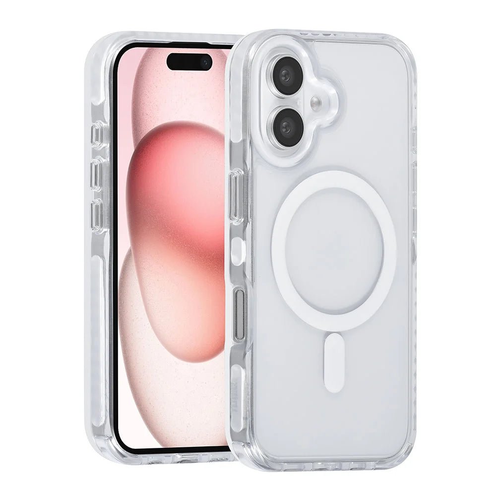 Tuniq iPhone 16 - MagSafe Σκληρή Θήκη με Πλαίσιο Σιλικόνης και Λουράκι - Διάφανη / White