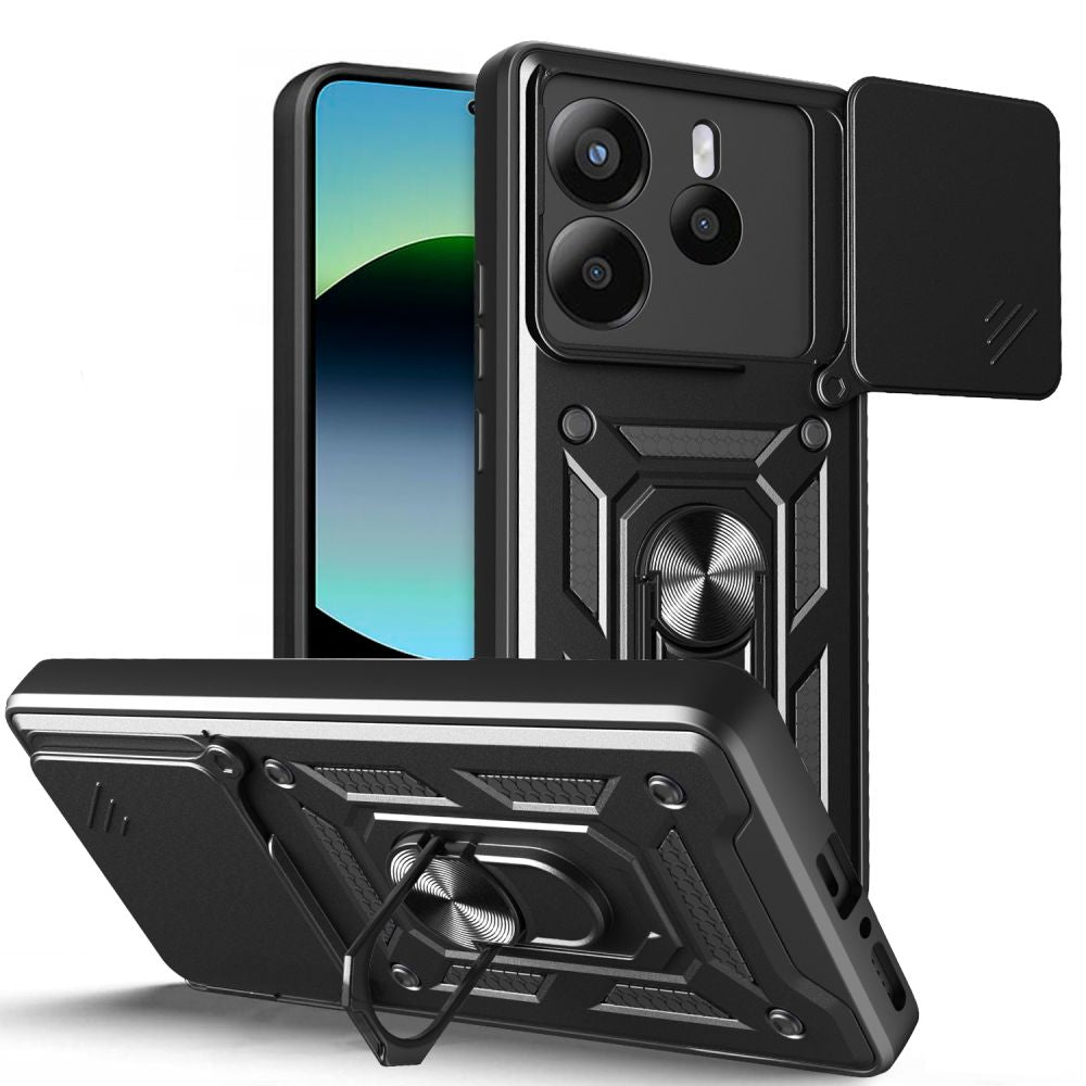 Tech - Protect Xiaomi Redmi Note 14 5G Camshield Pro Σκληρή Θήκη με Πλαίσιο Σιλικόνης και Δαχτυλίδι Συγκράτησης - Black