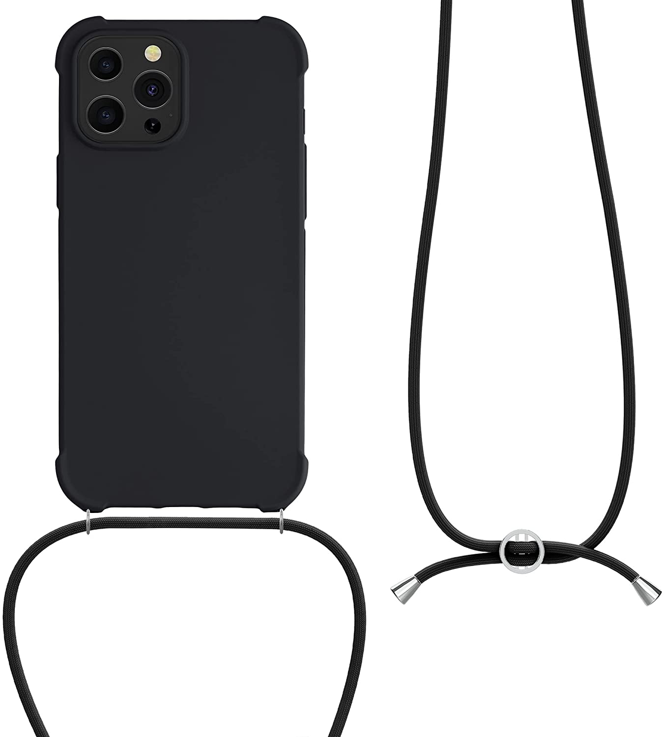 KW iPhone 13 Pro Max Θήκη Σιλικόνης TPU με Λουράκι - Black - 55977.01
