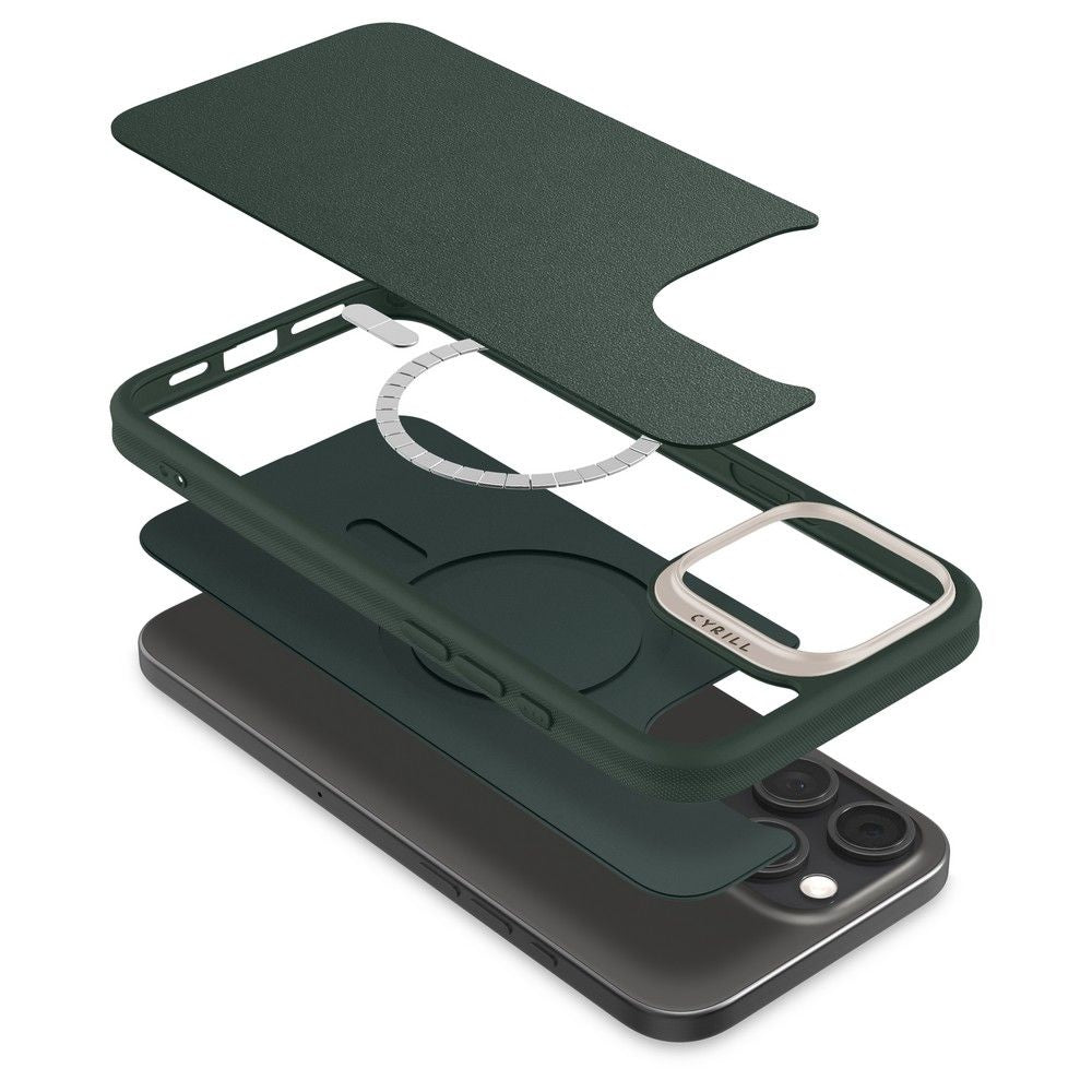 Spigen Cyrill iPhone 16 Pro Max Kajuk Mag Θήκη με Επένδυση Συνθετικού Δέρματος και MagSafe - Forest Green