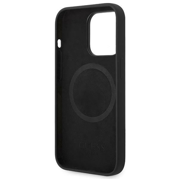 Guess iPhone 14 Pro Silicone Logo Plate MagSafe Θήκη Σιλικόνης με MagSafe - Black - GUHMP14LSBPLK