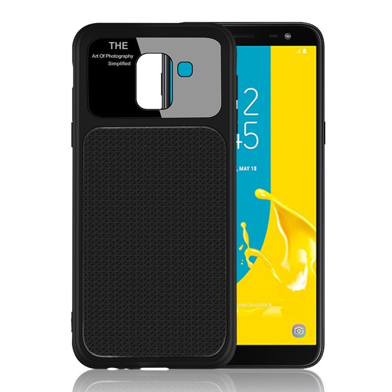 OEM Samsung Galaxy J6 2018 Θήκη Σιλικόνης με Μερικό Φινίρισμα Γυαλιού - Black