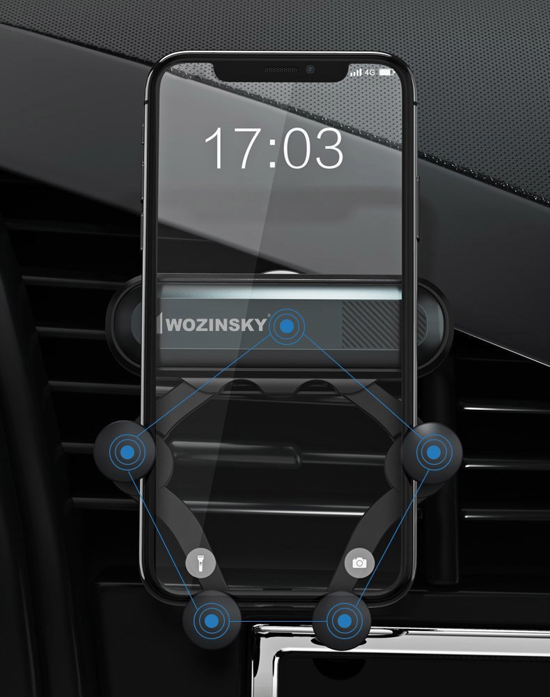 Wozinsky WCH - 01 Gravity Air Vent Mobile Holder - Universal Βάση Αυτοκινήτου Αεραγωγού - Black