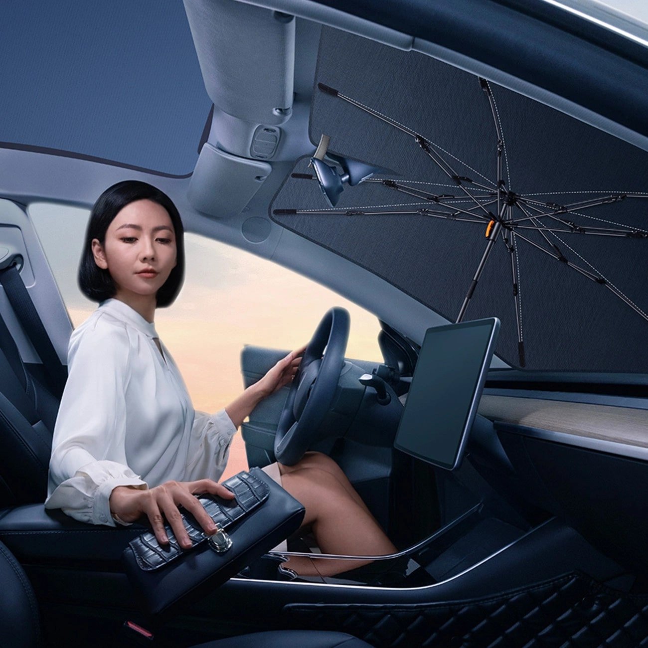 Baseus CoolRide Ομπρέλα Ηλιοπροστασίας Παρμπρίζ Αυτοκινήτου - 131 x 69 cm - Black - CRKX000001