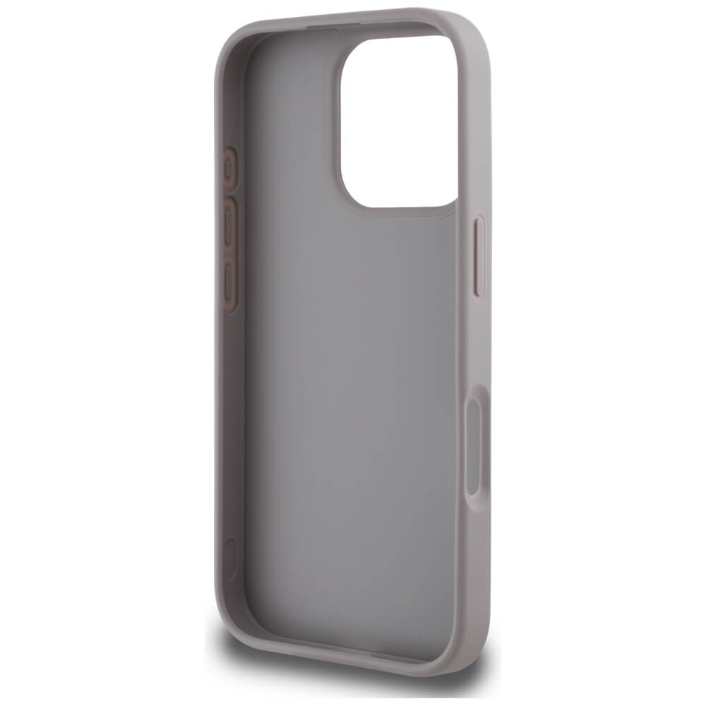 Guess iPhone 16 Pro - Grained Roses Big 4G Logo - Σκληρή Θήκη με Επένδυση από Οικολογικό Δέρμα - Purple - GUHCP16LPGROP4MU
