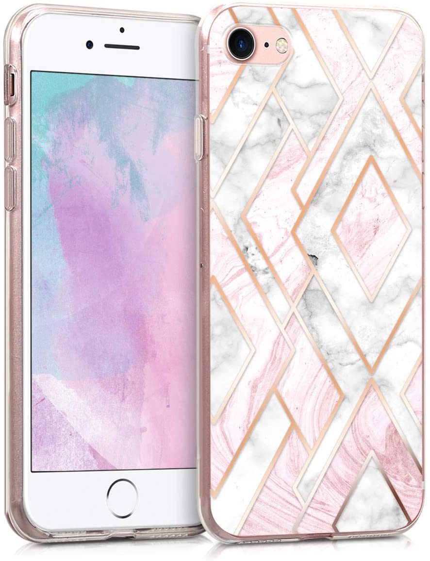 KW iPhone SE 2022 / SE 2020 / 7 / 8 Θήκη Σιλικόνης TPU Design Glory Mix 2 - Rose Gold / White / Dusty Pink - 46227.24