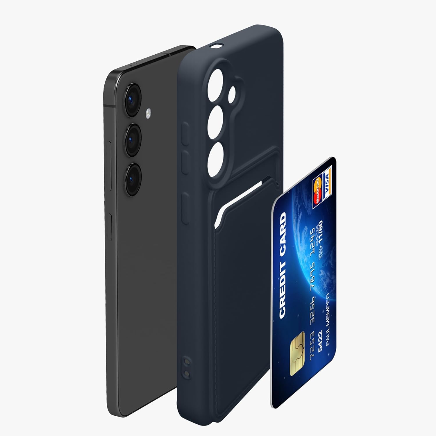 KW Samsung Galaxy S24 Θήκη Σιλικόνης TPU με Υποδοχή για Κάρτα - Dark Blue