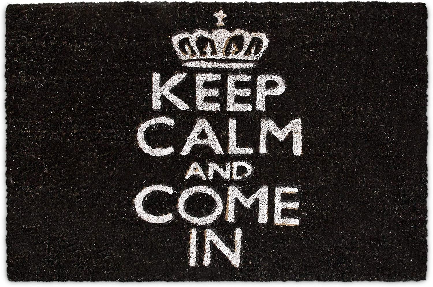 Relaxdays Χαλάκι Πόρτας από Ίνες Καρύδας Design Keep Calm And Come In - 60 x 40 cm - Black - 4052025177591