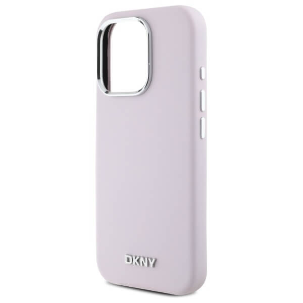 DKNY iPhone 16 Pro - Liquid Silicone Small Metal Logo - MagSafe Σκληρή Θήκη με Πλαίσιο Σιλικόνης - Pink