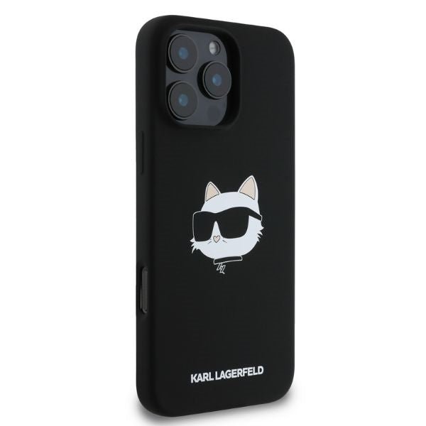 Karl Lagerfeld iPhone 16 Pro Max - Silicone Choupette Head Print - Θήκη Σιλικόνης με MagSafe - Black - KLHMP16XSCHPPLK