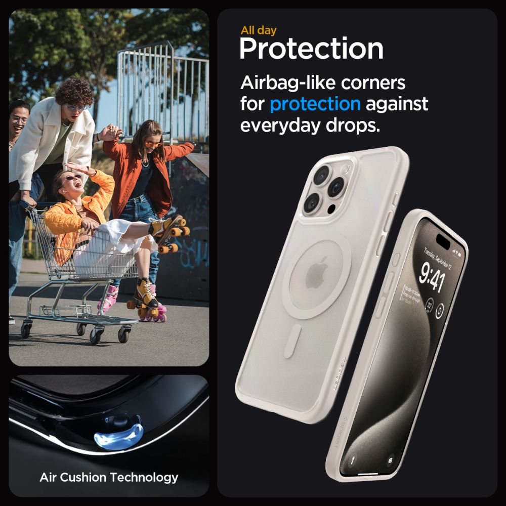 Spigen iPhone 15 Pro Ultra Hybrid Mag Σκληρή Θήκη με Πλαίσιο Σιλικόνης Και MagSafe - Frost Natural Titanium