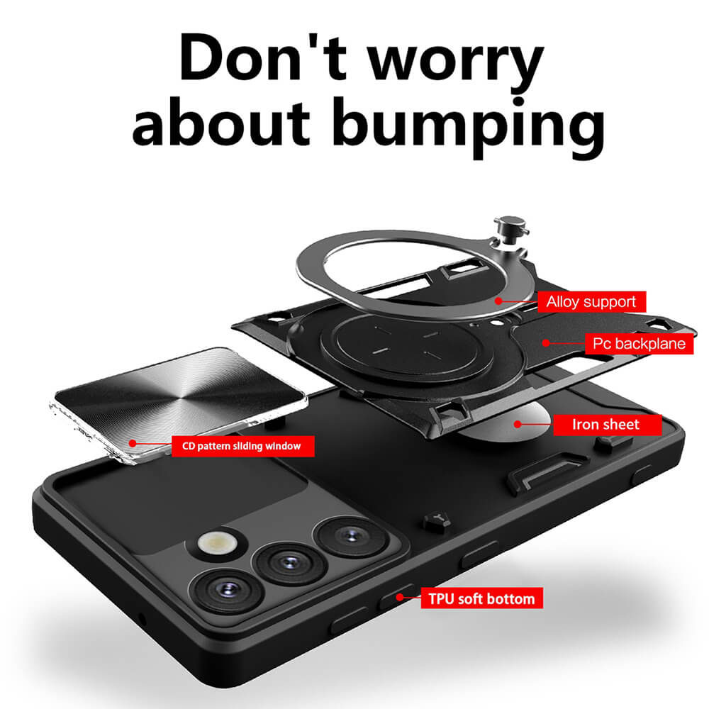 Techsuit Samsung Galaxy S25 Edge - CamGuard Pro - Σκληρή Θήκη με Προστασία Καμερών και Δαχτυλίδι Συγκράτησης - Black