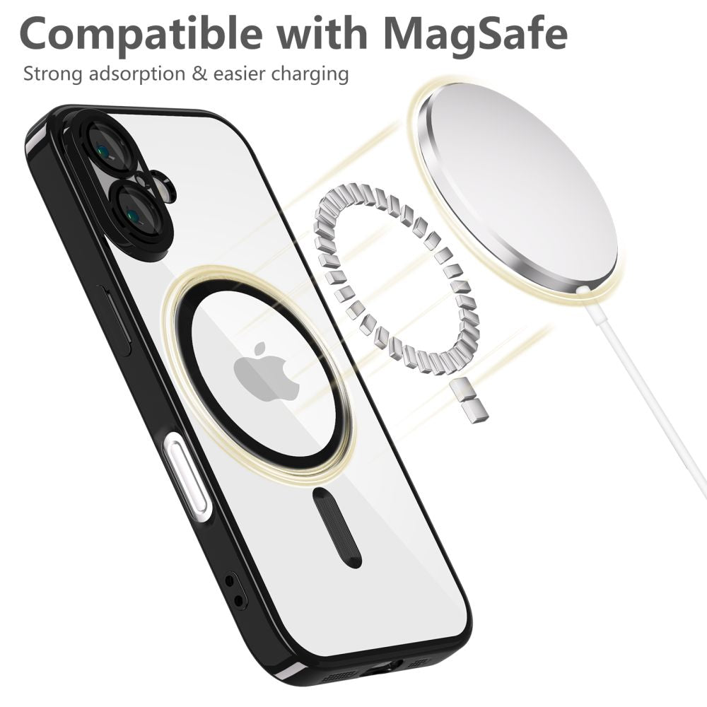 Tech - Protect iPhone 16 MagFlex Θήκη Σιλικόνης TPU με MagSafe - Διάφανη / Shiny Black