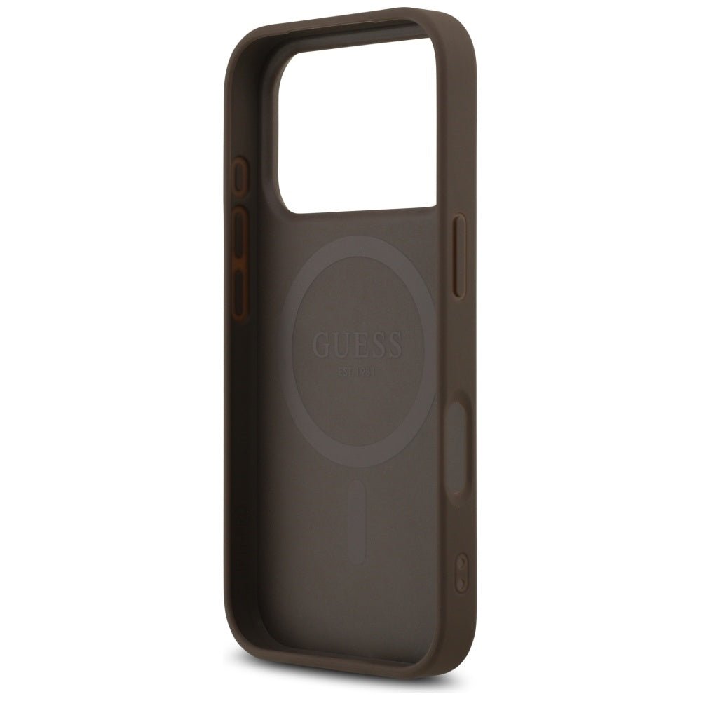 Guess iPhone 17 Pro - 4G Printed Stripes MagSafe - Θήκη με Επένδυση Συνθετικού Δέρματος - Brown - GUHMP17LP4RPSW