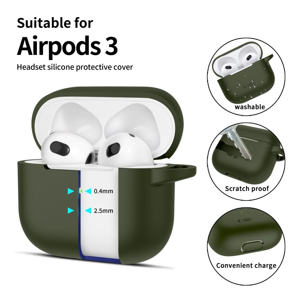 Tech - Protect AirPods 3 Θήκη Σιλικόνης - Silicone Hook - Olive Green