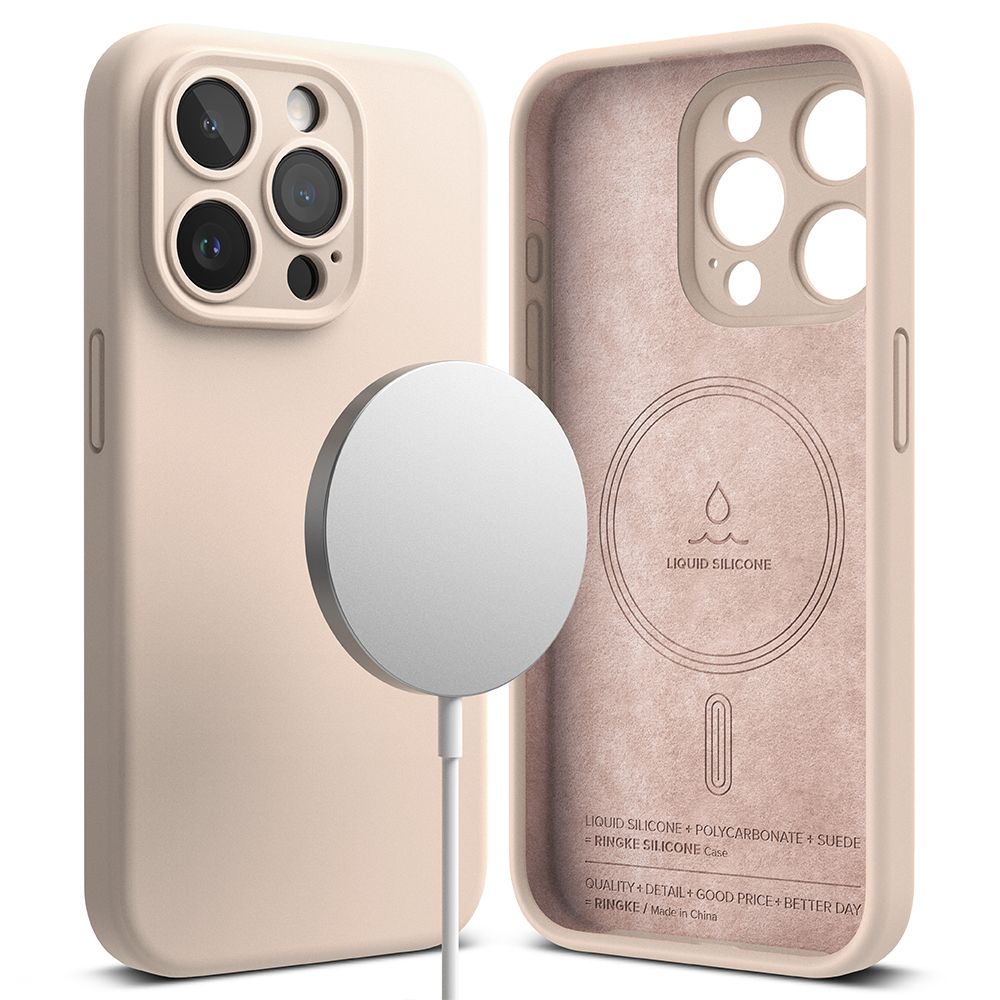 Ringke iPhone 15 Pro Max Silicone Magnetic MagSafe Case Θήκη Σιλικόνης με MagSafe - Pink Sand