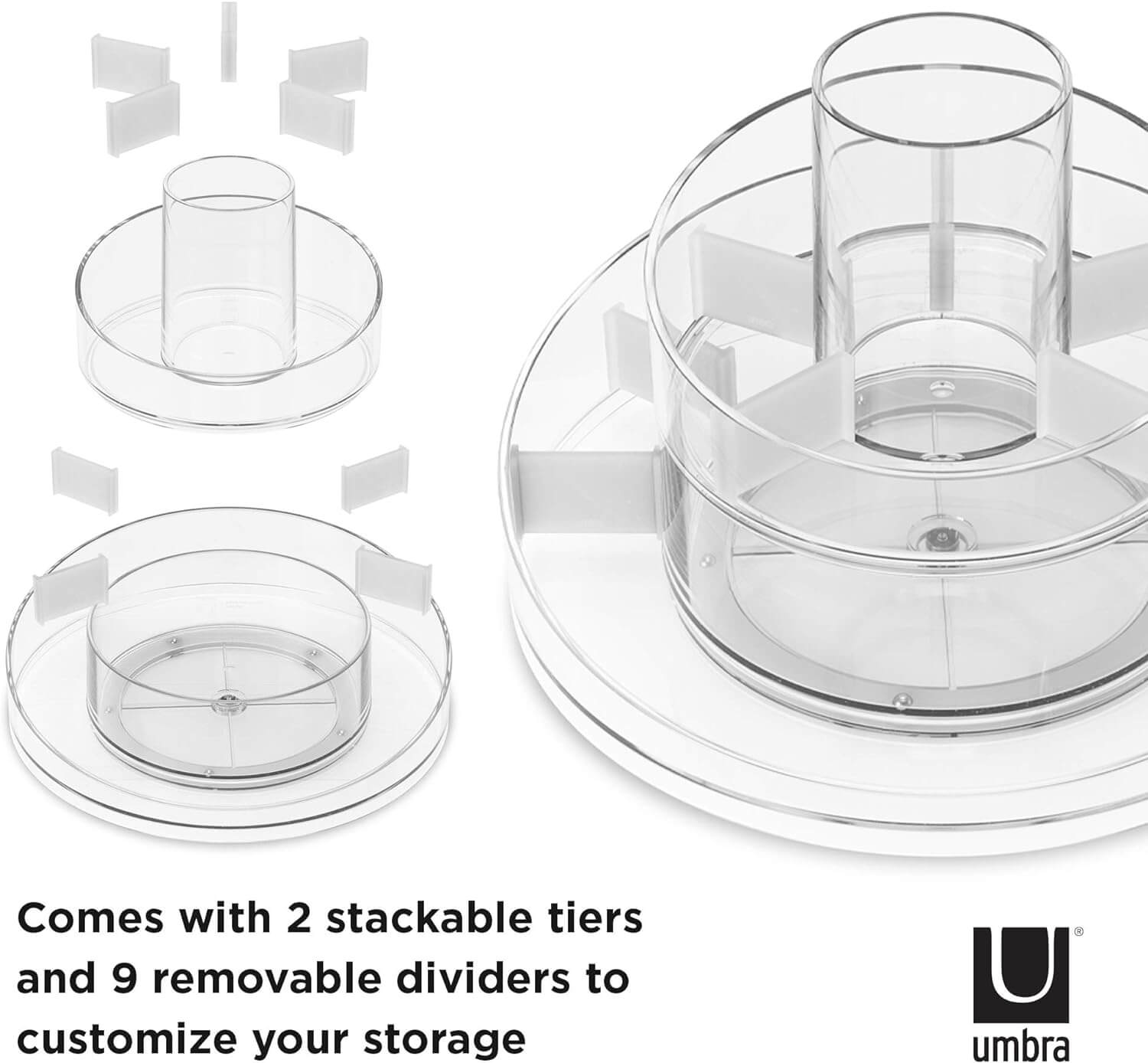 Umbra Cascada Περιστρεφόμενος Οργανωτής Καλλυντικών - Clear