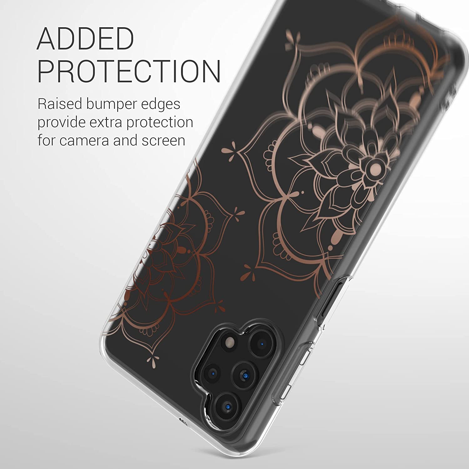 KW Samsung Galaxy A13 4G Θήκη Σιλικόνης TPU Design Flowers Twins - Rose Gold - Διάφανη - 58797.02