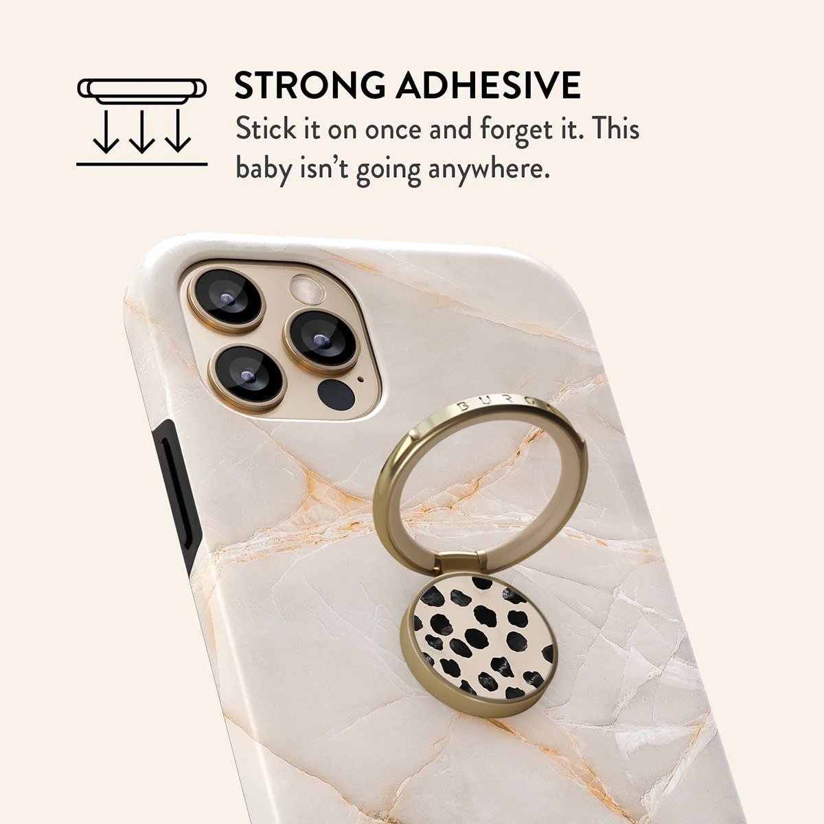 Burga Ring Holder - Δαχτυλίδι Συγκράτησης Κινητού - Βάση Στήριξης - Gold - Almond Latte