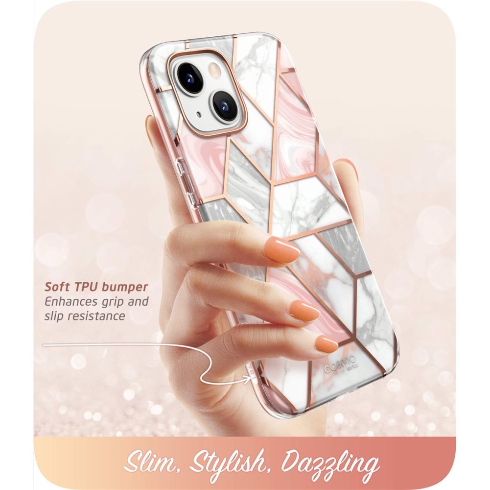 i - Blason iPhone 14 Plus Cosmo Σκληρή Θήκη με Πλαίσιο Σιλικόνης και Προστασία Οθόνης - Marble