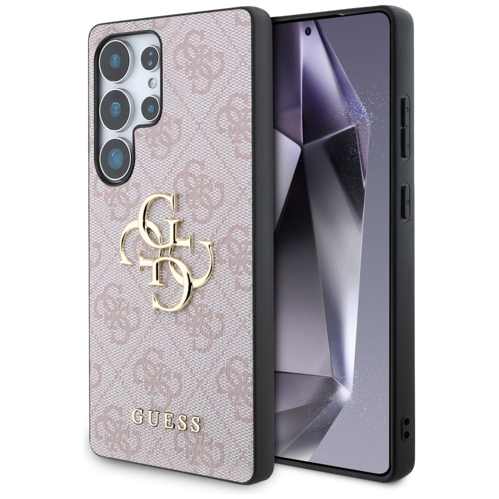Guess Samsung Galaxy S25 Ultra - 4G Big Metal Logo - Θήκη με Επένδυση Συνθετικού Δέρματος - Pink - GUHCS25L4GMGPI