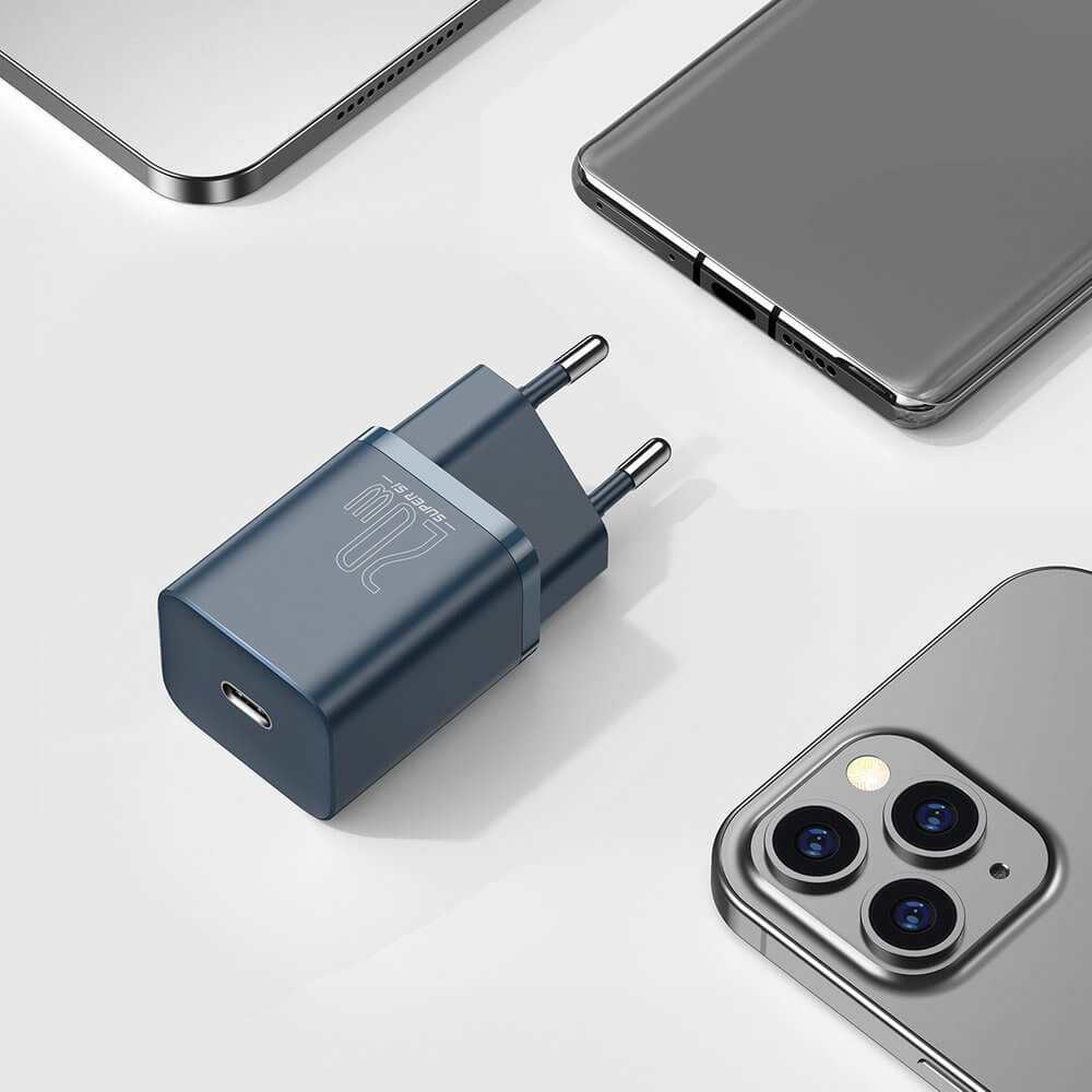 Baseus Super Si 1C PD 20W Οικιακός Φορτιστής με Θύρα Type - C και Καλώδιο Type C to Lightning - Blue - TZCCSUP - B03