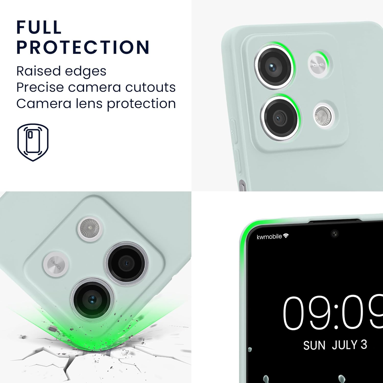 KW Xiaomi Redmi Note 13 5G Θήκη Σιλικόνης TPU - Cool Mint