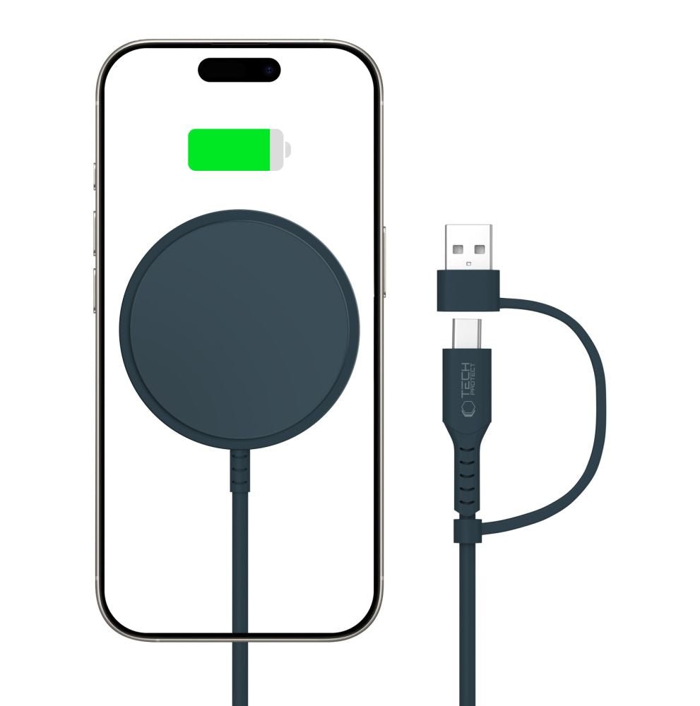 Tech - Protect QI15W - A44 Ασύρματος Φορτιστής MagSafe με Καλώδιο Type - C to USB - Navy Blue