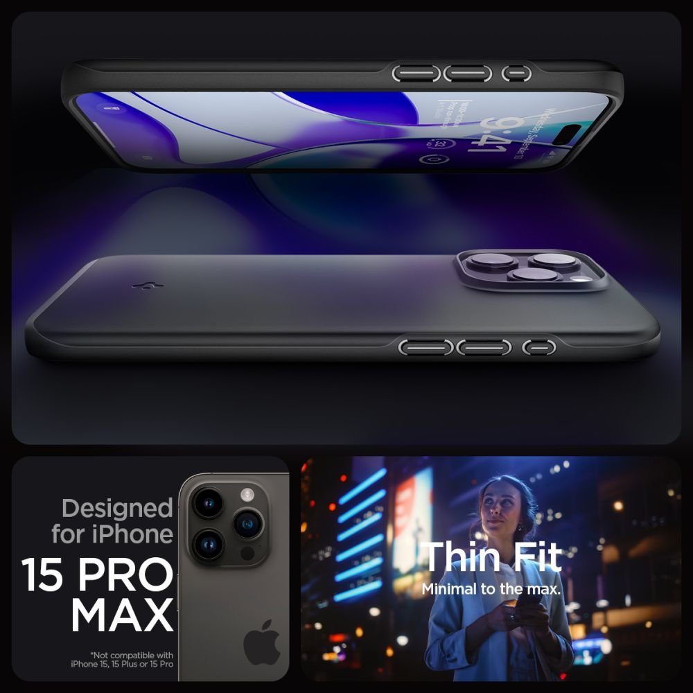 Spigen iPhone 15 Pro Max Thin Fit Σκληρή Θήκη - Black