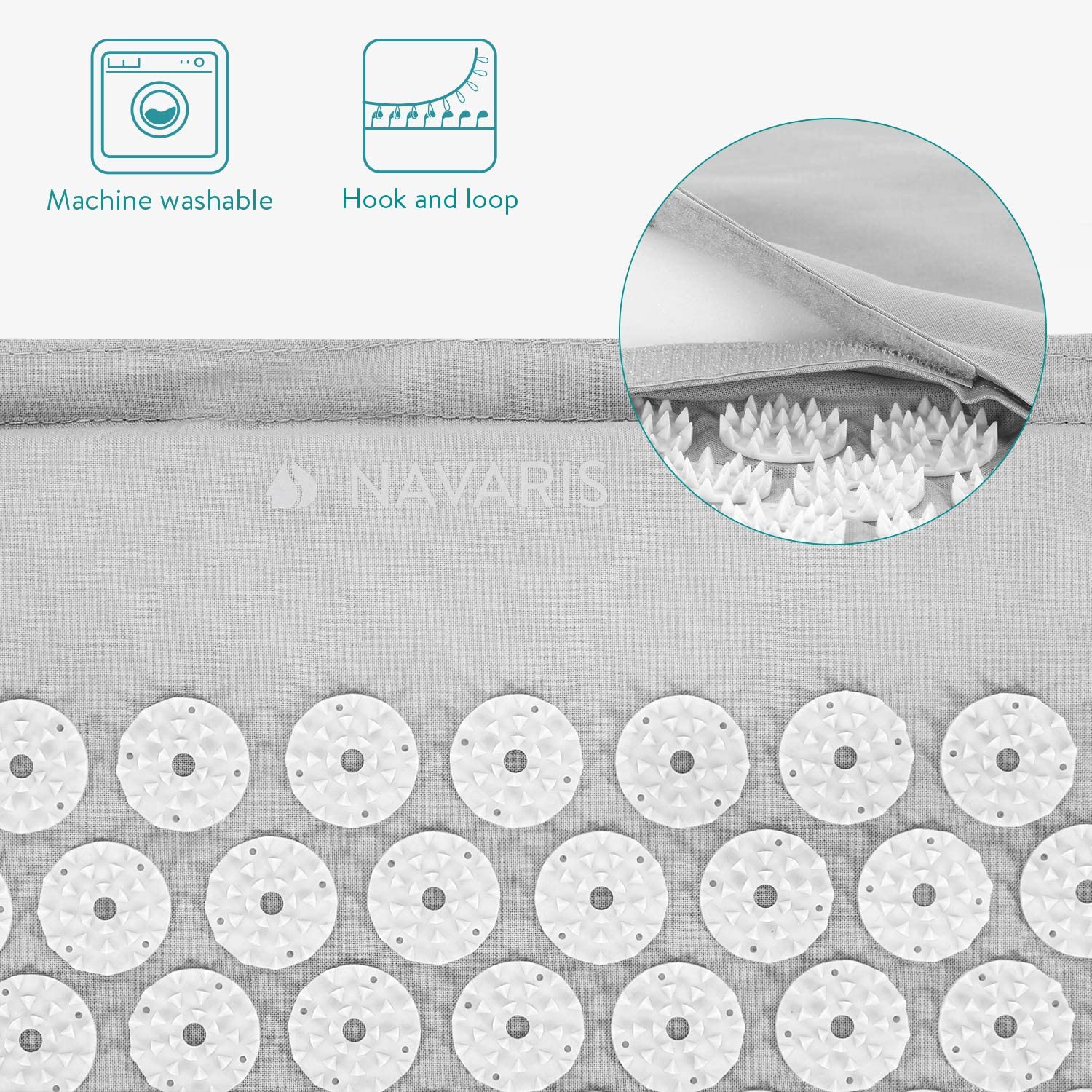 Navaris 2 - in - 1 Acupressure Mat and Pillow Set Σετ 2 σε 1 Χαλάκι και Μαξιλάρι Μασάζ - Grey / White - 43899.70