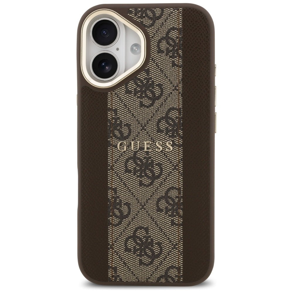 Guess iPhone 17 - 4G Stripe MagSafe - Θήκη με Επένδυση Συνθετικού Δέρματος - Brown - GUHMP17SPG4SEMCW