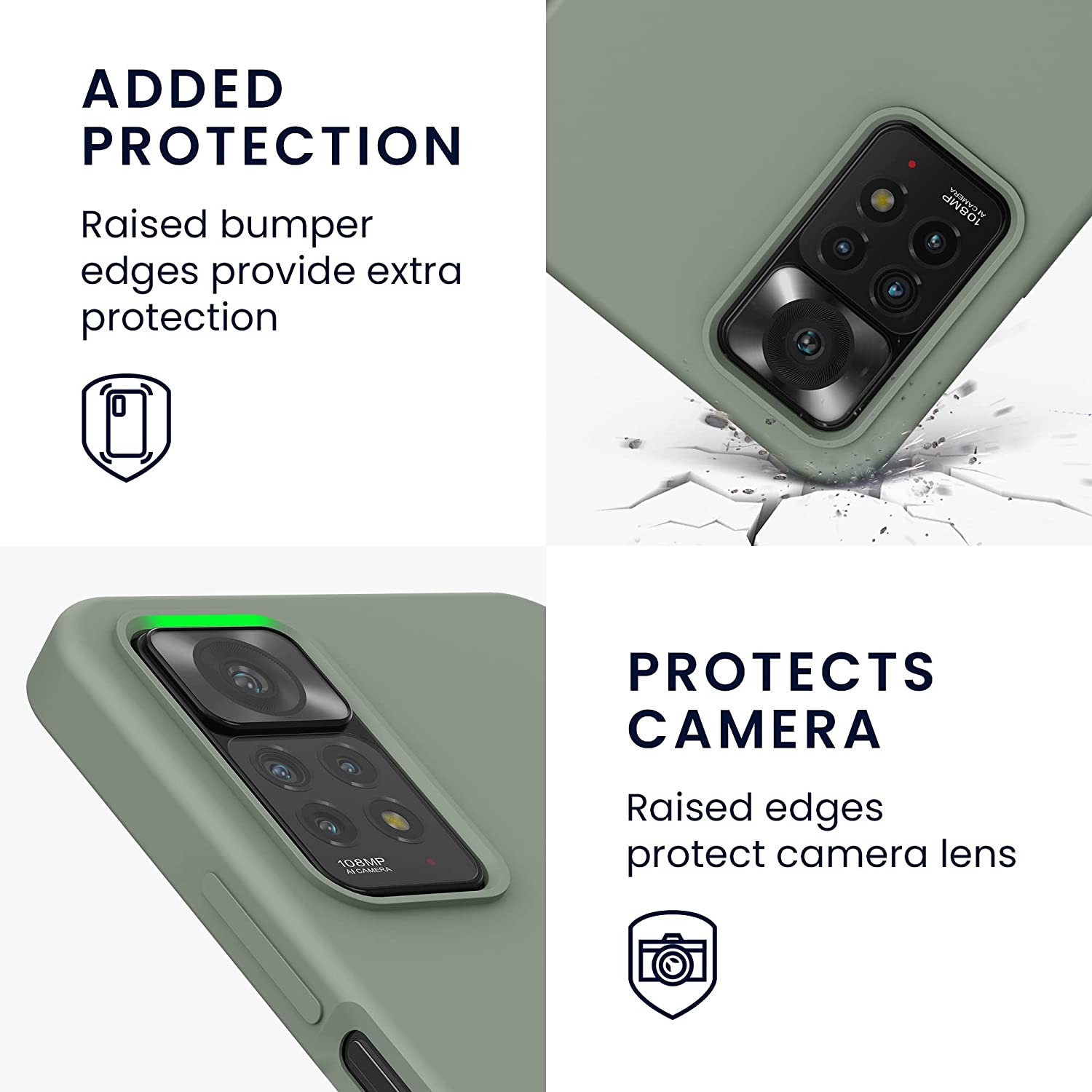 KW Xiaomi Redmi Note 11 Pro / Note 11 Pro 5G Θήκη Σιλικόνης Rubberized TPU - Grey Green - 57373.172