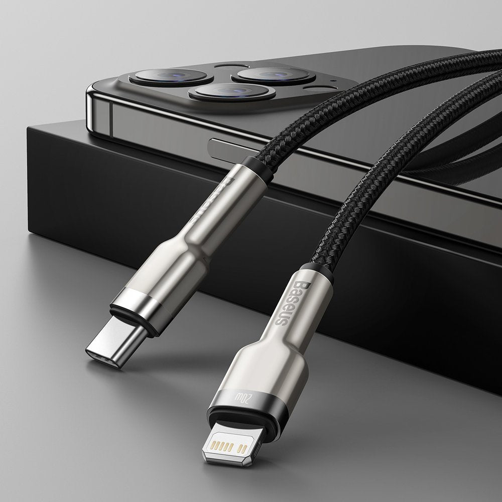 Baseus Cafule Series Metal Data PD 20W - Καλώδιο Δεδομένων και Φόρτισης Type - C to Lightning 2M - Black - CATLJK - B01