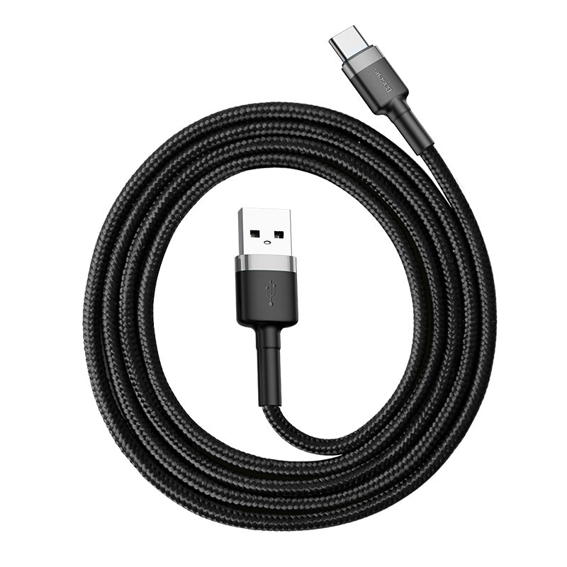 Baseus Cafule Cable Type - C 3A - Καλώδιο Γρήγορης Φόρτισης Type - C 1M - Black / Grey - CATKLF - BG1