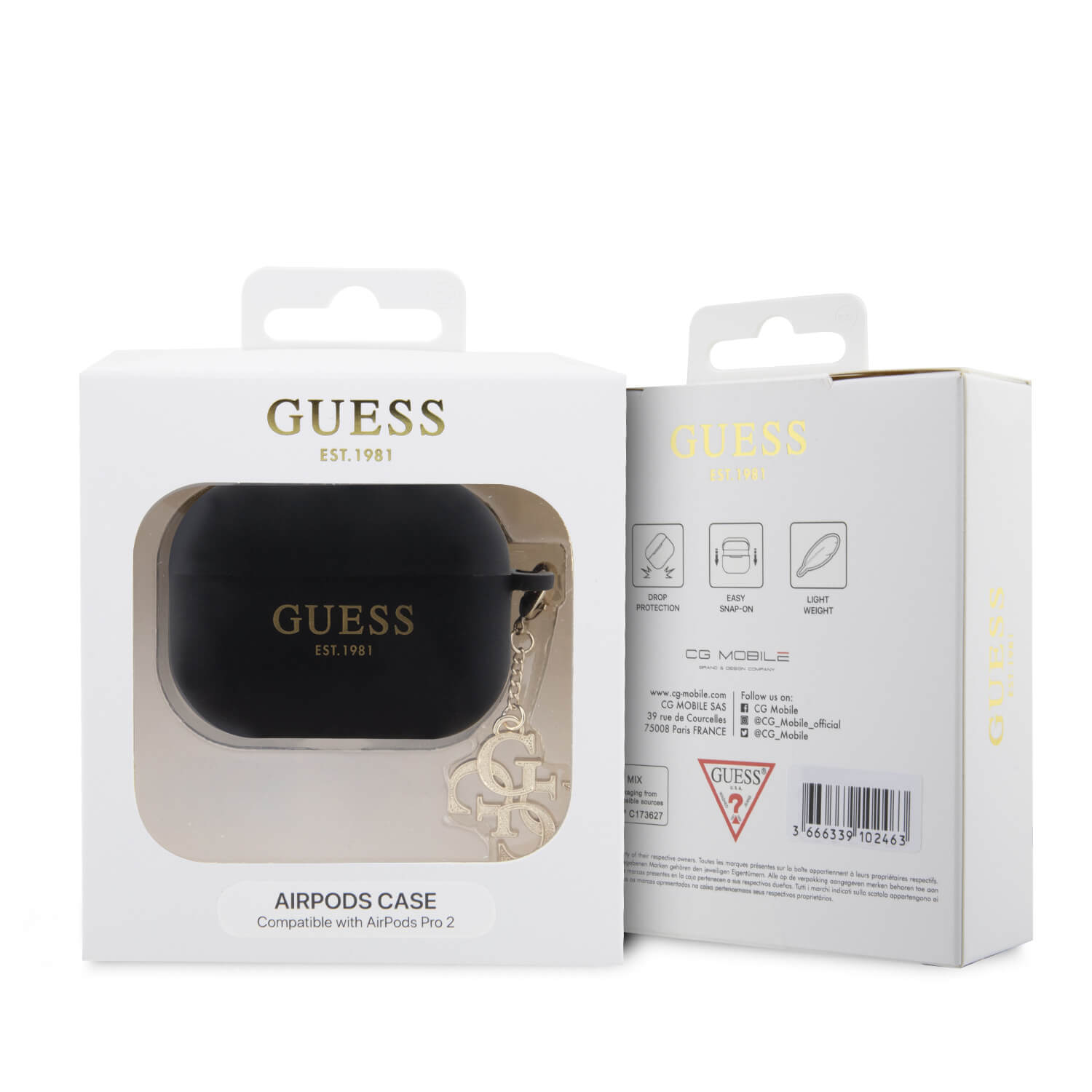 Guess AirPods Pro 2 Θήκη Σιλικόνης - Liquid Silicone Glitter Triangle Charm - Black