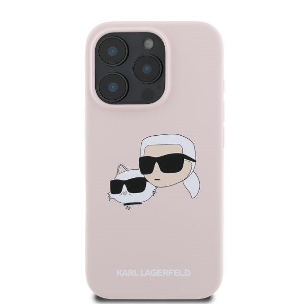 Karl Lagerfeld iPhone 16 Pro - Silicone Double Heads Print - Θήκη Σιλικόνης με MagSafe - Pink - KLHMP16LSKCHPPLP