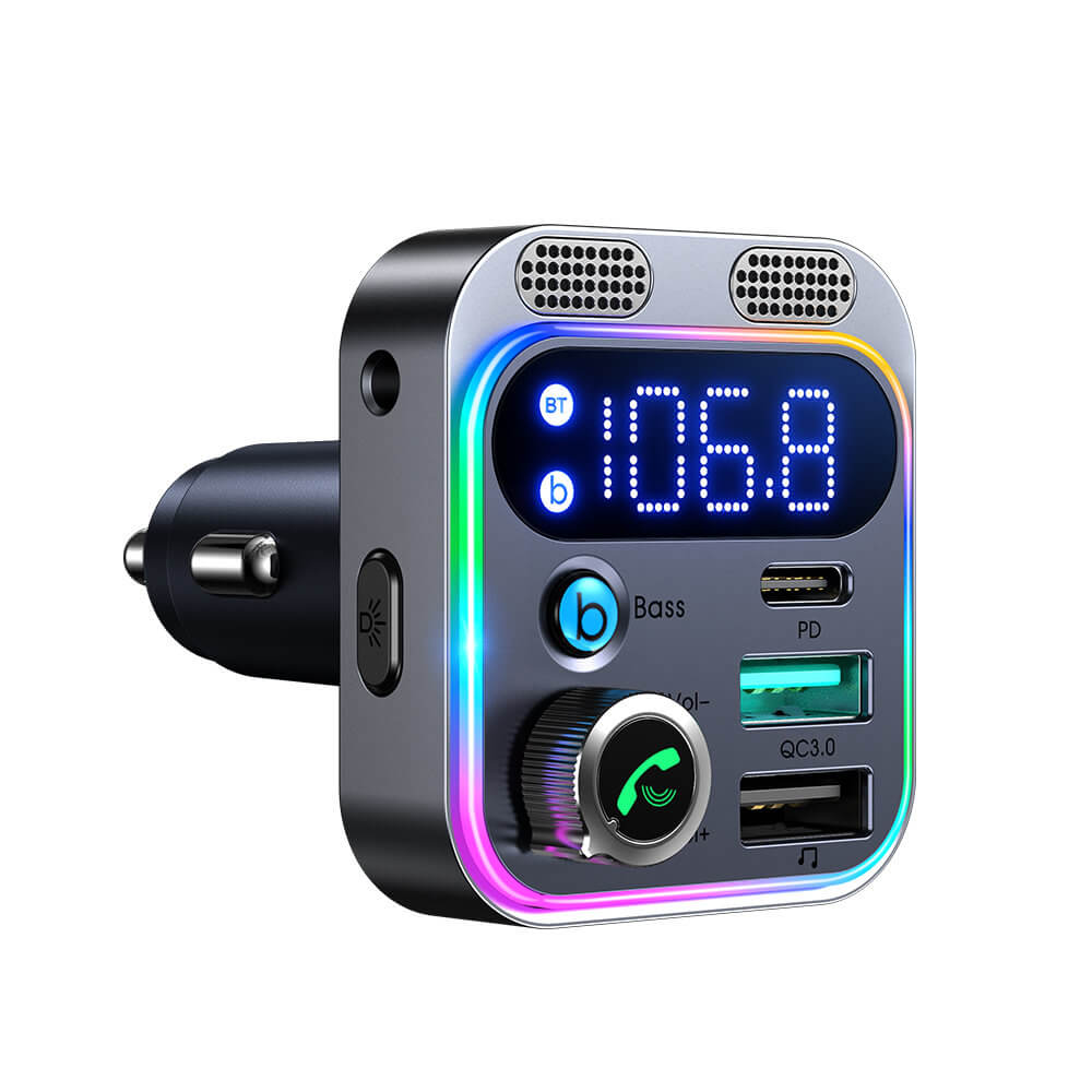 Joyroom JR - CL16 Bluetooth 5.0 FM Transmitter για Αναπαραγωγή Μουσικής / Κλήσεις / Φόρτιση Κινητών στο Αυτοκίνητο 48W - Black