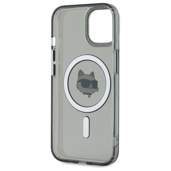 Karl Lagerfeld iPhone 15 - IML Metal Choupette Head - MagSafe Σκληρή Θήκη με Πλαίσιο Σιλικόνης - Black - KLHMP15SHLSCHK