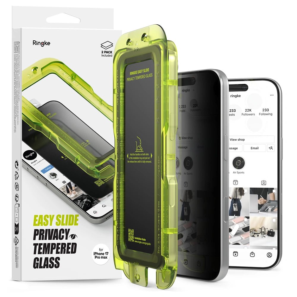 Ringke iPhone 17 Pro Max - Easy Slide - Αντιχαρακτικό Γυαλί Οθόνης - 2 Τεμάχια - Privacy