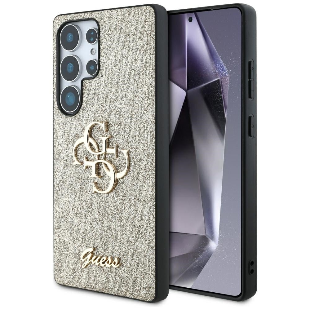 Guess Samsung Galaxy S25 Ultra - Fixed Glitter Big 4G - Σκληρή Θήκη με Πλαίσιο Σιλικόνης - Gold - GUHCS25LHG4SGD