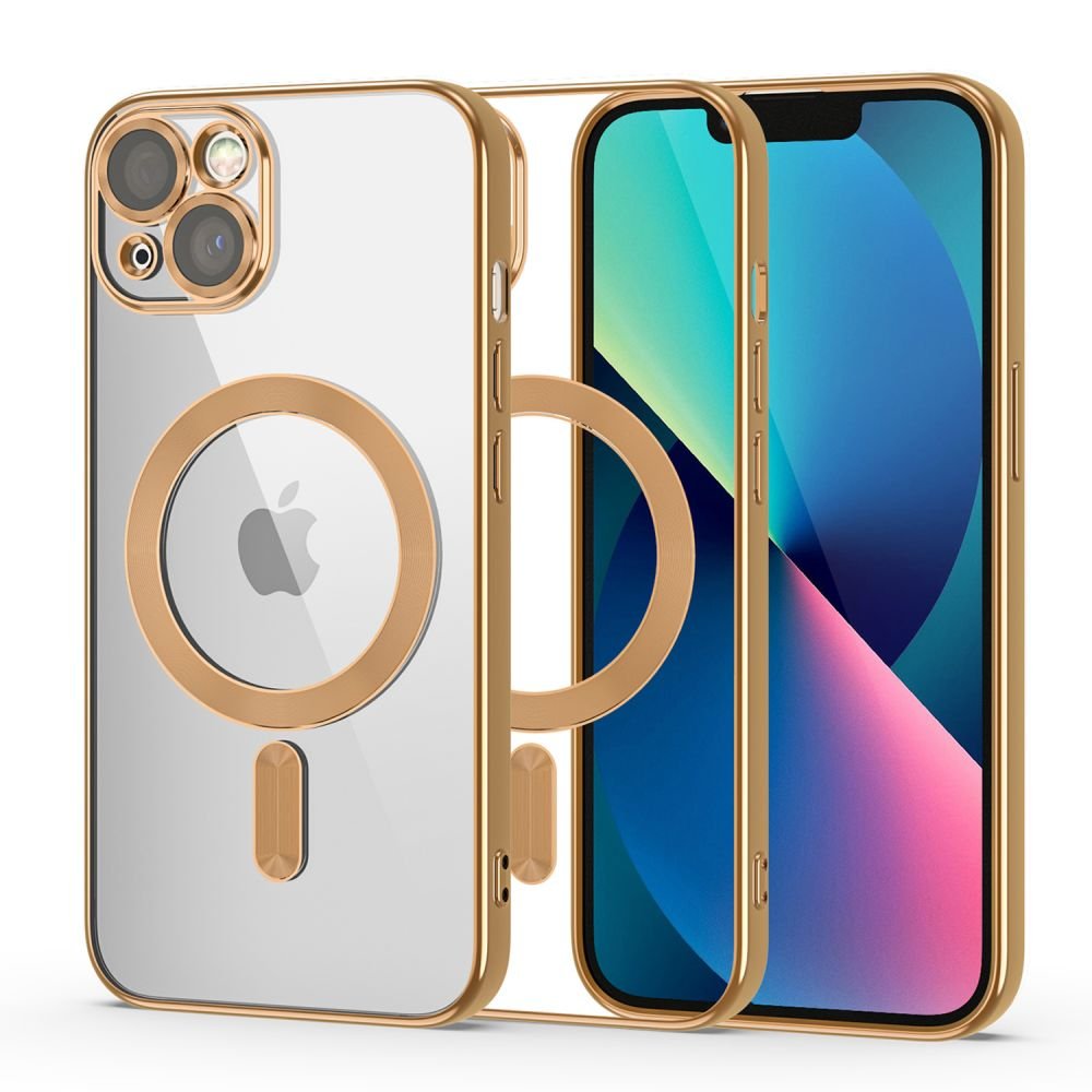 Tech - Protect iPhone 13 Magshine Θήκη Σιλικόνης TPU με Magsafe - Διάφανη / Gold