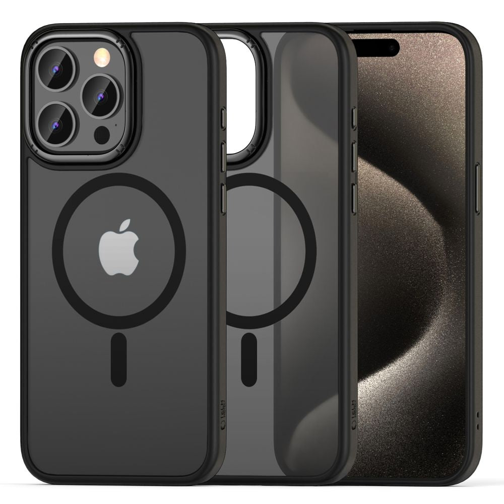 Tech - Protect iPhone 15 Pro MagMat 2 - Σκληρή Θήκη με Πλαίσιο Σιλικόνης και MagSafe - Matte Black / Ημιδιάφανη