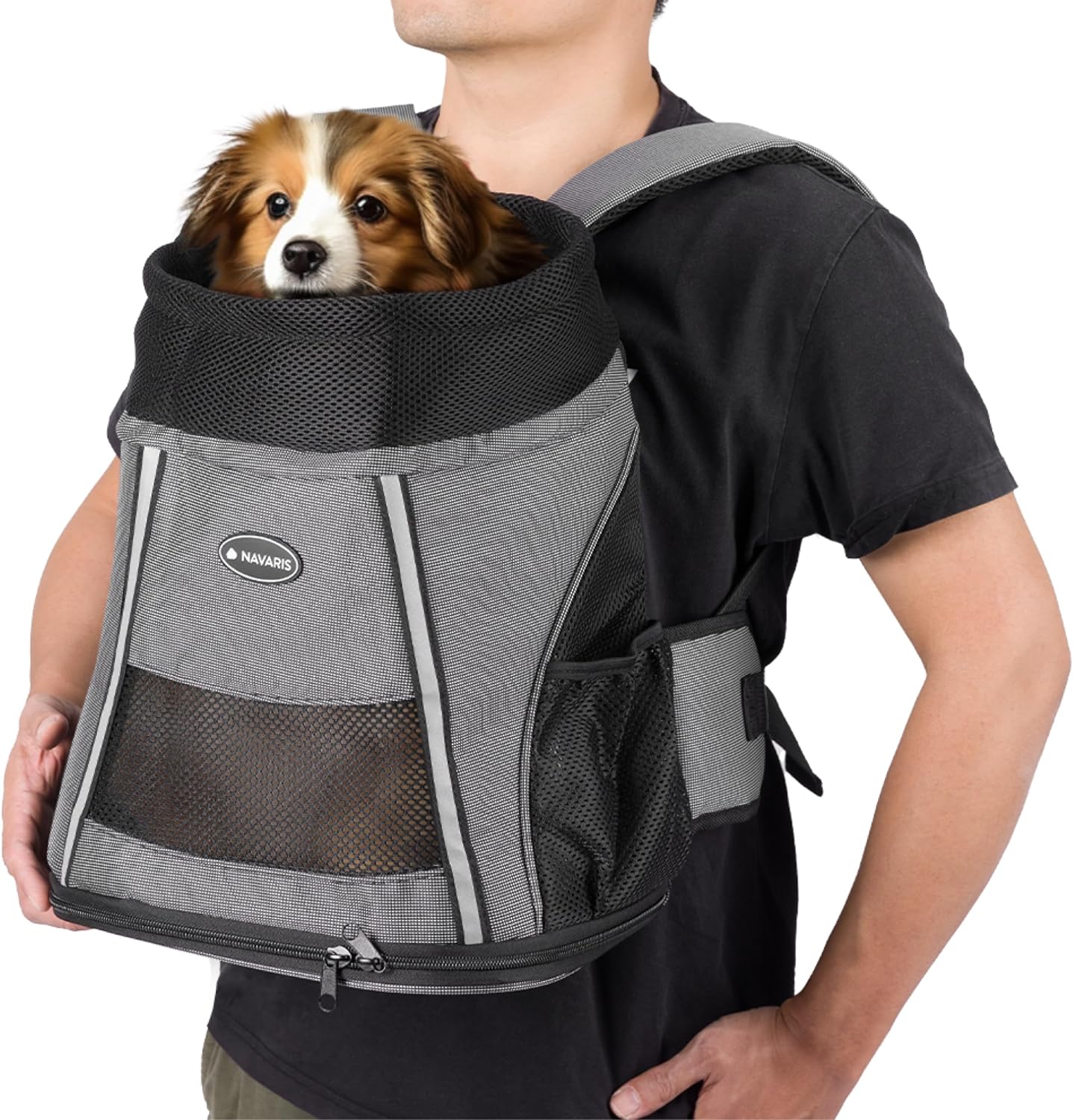 Navaris Σακίδιο Μεταφοράς για Κατοικίδια Ζώα - 37 x 33 x 24 cm - Grey - 61849.22