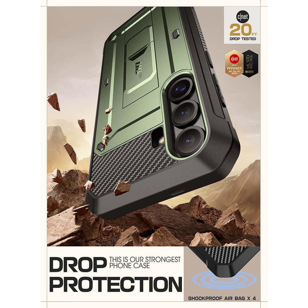 Supcase Samsung Galaxy S25 Plus Unicorn Beetle Pro Σκληρή Θήκη με Προστασία Οθόνης και Stand - Dark Green